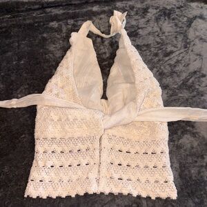 Elegant Cream Crochet Crop Top